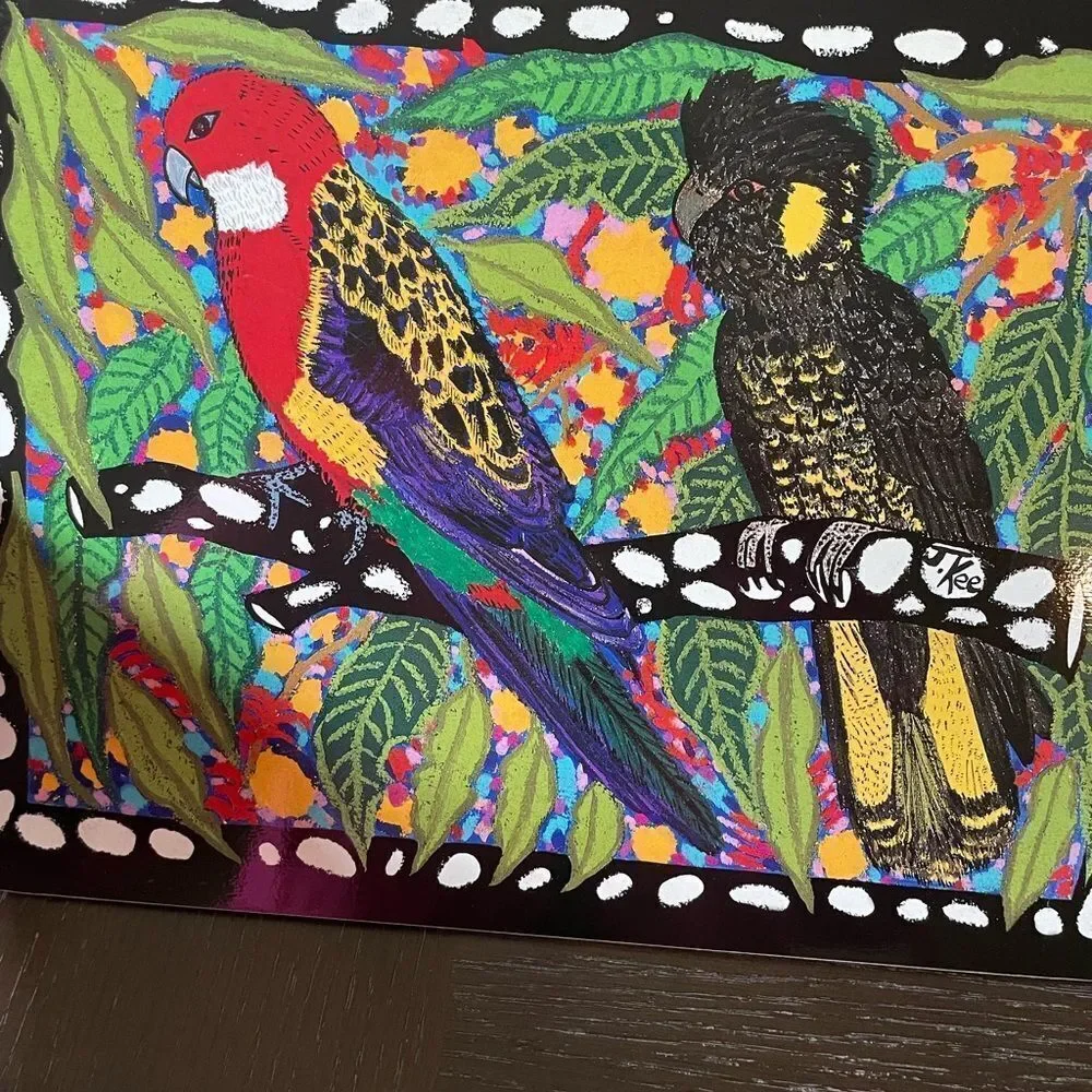 Jenny Kee Designer Tropical Birds Vintage Australian Cork Gloss Placemats set/6